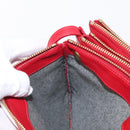 CELINE Trio Shoulder Bag Leather Red Gold Auth 151858-20