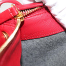 CELINE Trio Shoulder Bag Leather Red Gold Auth 151858-12