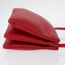 CELINE Trio Shoulder Bag Leather Red Gold Auth 151858-3