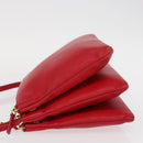 CELINE Trio Shoulder Bag Leather Red Gold Auth 151858-4