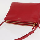 CELINE Trio Shoulder Bag Leather Red Gold Auth 151858-6