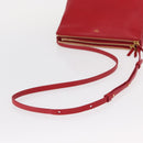 CELINE Trio Shoulder Bag Leather Red Gold Auth 151858-7