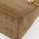 Christian Dior Lady Dior Canage Hand Bag Nylon Beige Gold Auth 151860-14