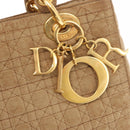Christian Dior Lady Dior Canage Hand Bag Nylon Beige Gold Auth 151860-17