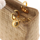 Christian Dior Lady Dior Canage Hand Bag Nylon Beige Gold Auth 151860-10