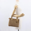 Christian Dior Lady Dior Canage Hand Bag Nylon Beige Gold Auth 151860-23
