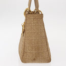 Christian Dior Lady Dior Canage Hand Bag Nylon Beige Gold Auth 151860-3