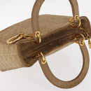 Christian Dior Lady Dior Canage Hand Bag Nylon Beige Gold Auth 151860-6