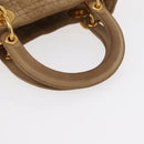 Christian Dior Lady Dior Canage Hand Bag Nylon Beige Gold Auth 151860-7