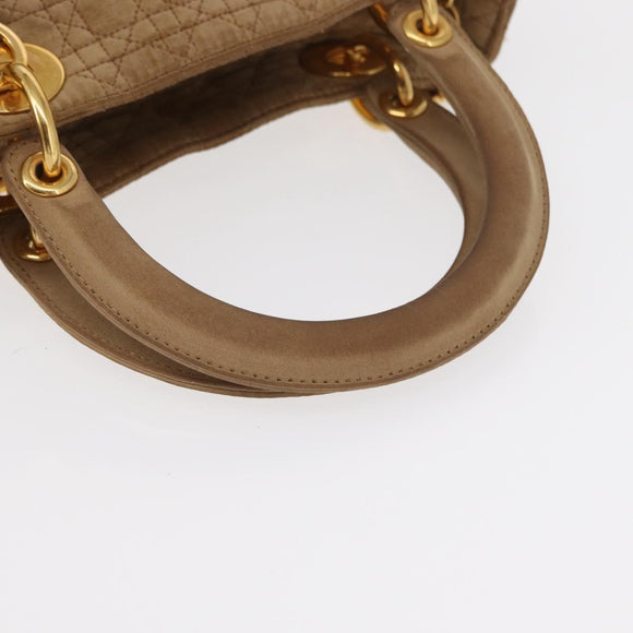 Christian Dior Lady Dior Canage Hand Bag Beige Gold Auth 151860