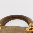Christian Dior Lady Dior Canage Hand Bag Nylon Beige Gold Auth 151860-8