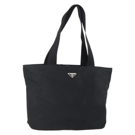 PRADA Tote Bag Nylon Black Silver Auth 151861