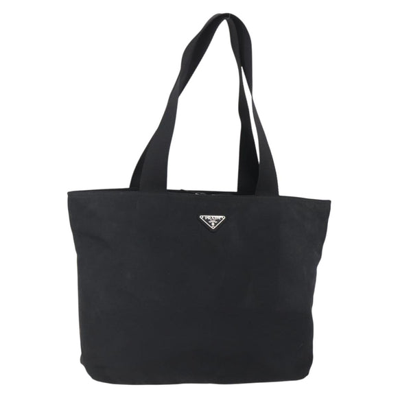 PRADA Tote Bag Nylon Black Silver Auth 151861