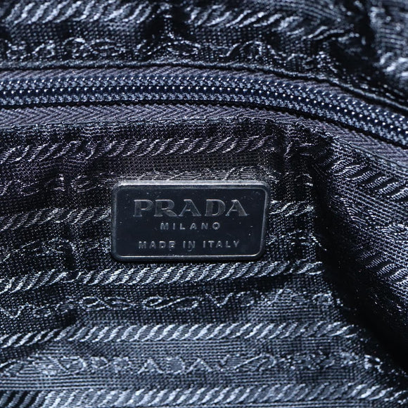 PRADA Tote Bag Nylon Black Silver Auth 151861