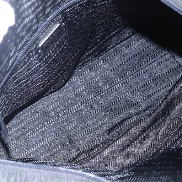 PRADA Tote Bag Nylon Black Silver Auth 151861