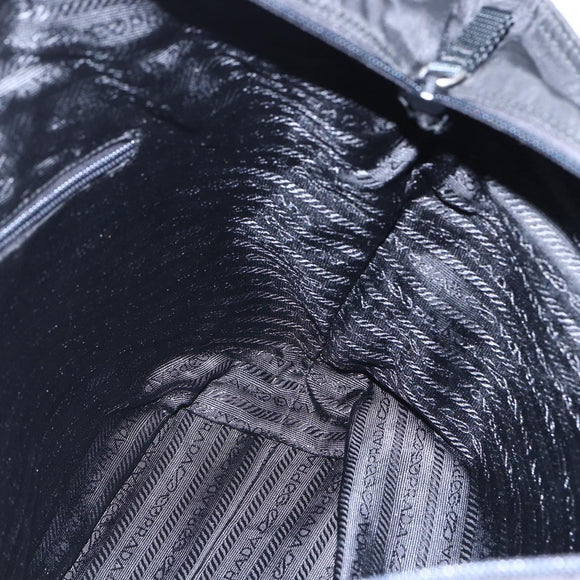 PRADA Tote Bag Nylon Black Silver Auth 151861