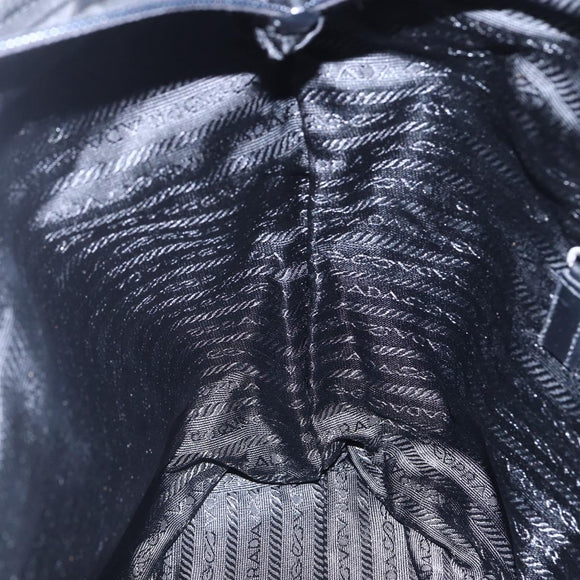 PRADA Tote Bag Nylon Black Silver Auth 151861