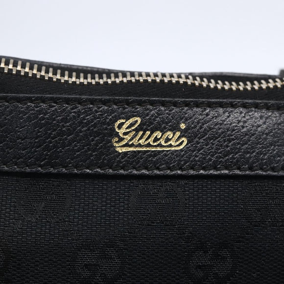 GUCCI GG Canvas Hand Bag Black Gold 141471 Auth 151862