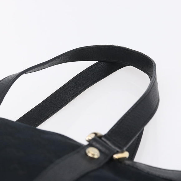 GUCCI GG Canvas Hand Bag Black Gold 141471 Auth 151862