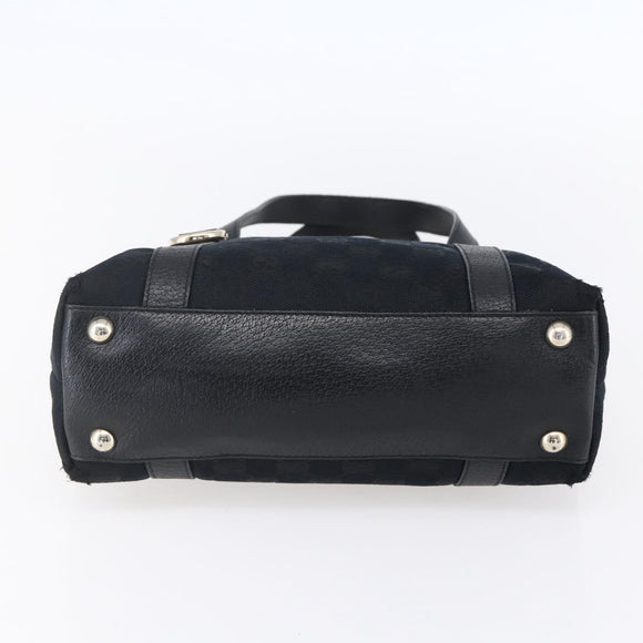 GUCCI GG Canvas Hand Bag Black Gold 141471 Auth 151862