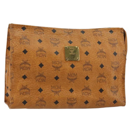 MCM Logogram Vicetos Clutch Bag PVC Leather Brown Gold Auth 151865
