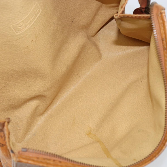 MCM Logogram Vicetos Clutch Bag PVC Leather Brown Gold Auth 151865