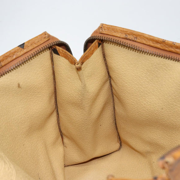 MCM Logogram Vicetos Clutch Bag PVC Leather Brown Gold Auth 151865