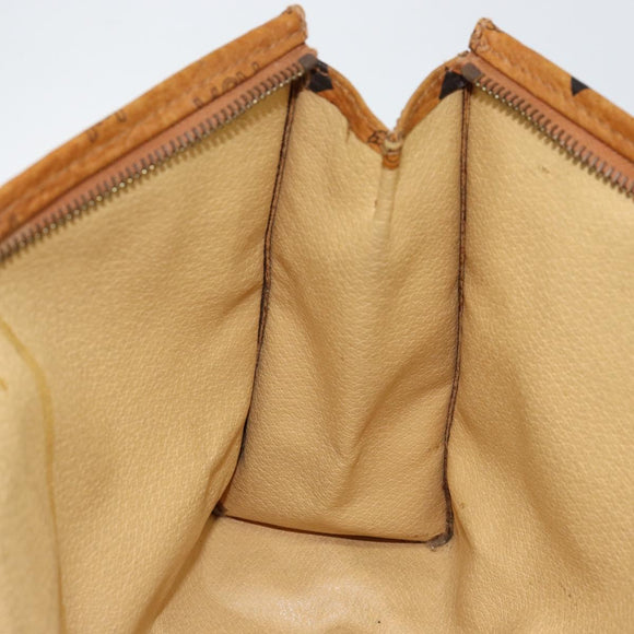 MCM Logogram Vicetos Clutch Bag PVC Leather Brown Gold Auth 151865