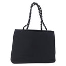 Salvatore Ferragamo Chain Shoulder Bag Canvas Black Silver Auth 151869-1