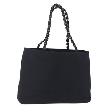 Salvatore Ferragamo Chain Shoulder Bag Canvas Black Silver Auth 151869