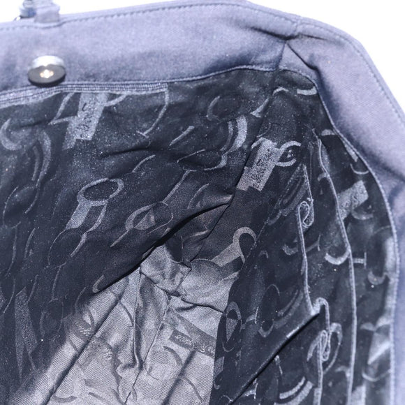 Salvatore Ferragamo Chain Shoulder Bag Canvas Black Silver Auth 151869