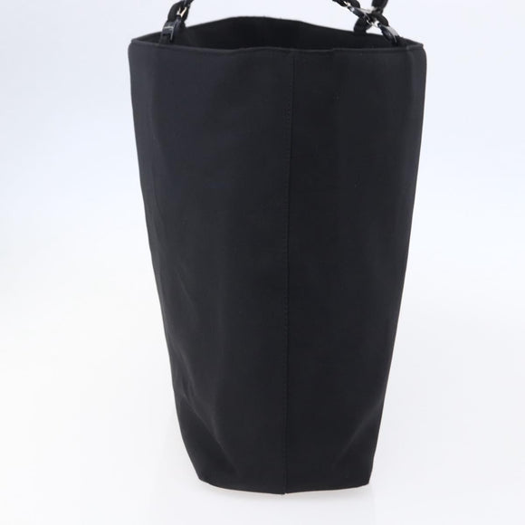 Salvatore Ferragamo Chain Shoulder Bag Canvas Black Silver Auth 151869