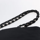 Salvatore Ferragamo Chain Shoulder Bag Canvas Black Silver Auth 151869-8