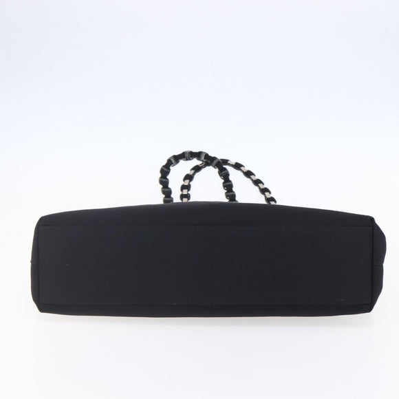 Salvatore Ferragamo Chain Shoulder Bag Canvas Black Silver Auth 151869