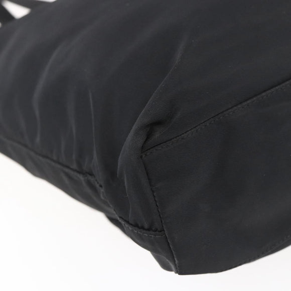 PRADA Tote Bag Nylon Black Silver Auth 151870