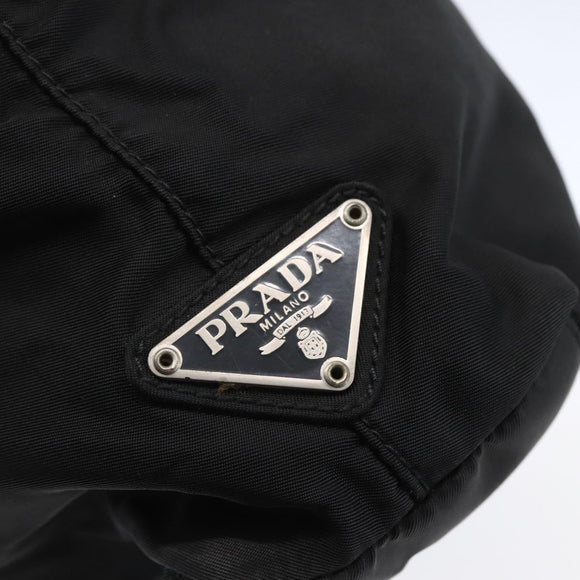 PRADA Tote Bag Nylon Black Silver Auth 151870