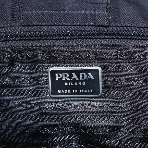 PRADA Tote Bag Nylon Black Silver Auth 151870