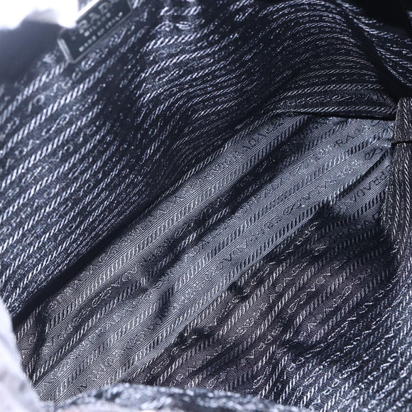 PRADA Tote Bag Nylon Black Silver Auth 151870