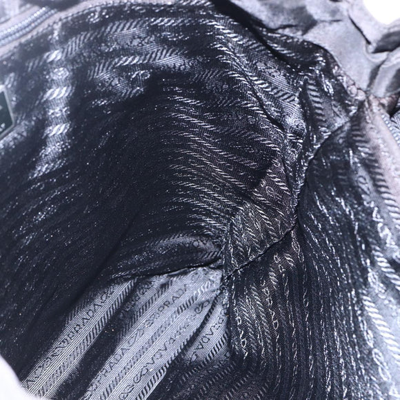PRADA Tote Bag Nylon Black Silver Auth 151870