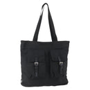 PRADA Tote Bag Nylon Black Silver Auth 151870-1
