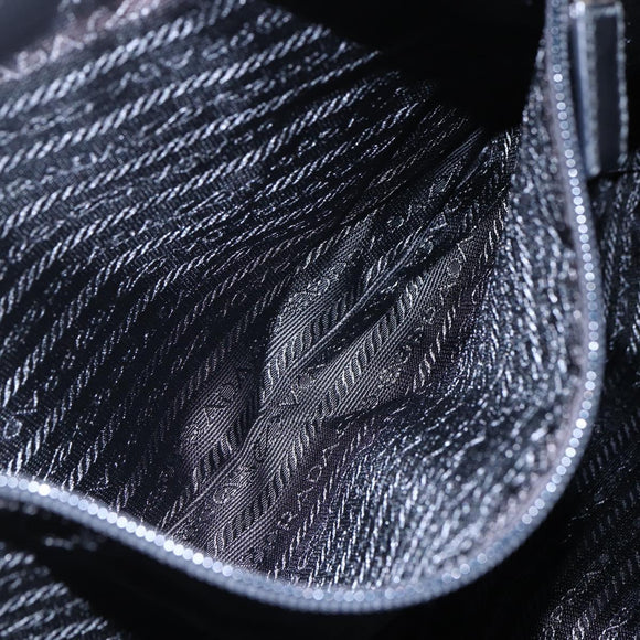 PRADA Tote Bag Nylon Black Silver Auth 151870