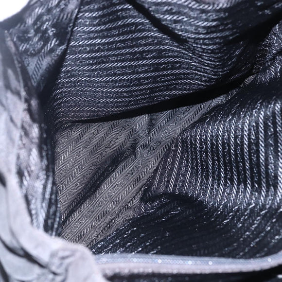 PRADA Tote Bag Nylon Black Silver Auth 151870