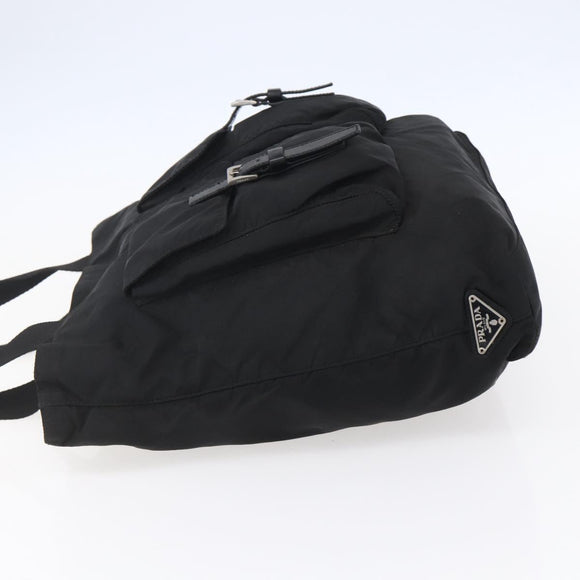 PRADA Tote Bag Nylon Black Silver Auth 151870