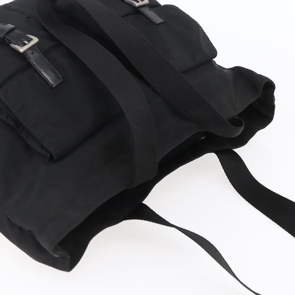 PRADA Tote Bag Nylon Black Silver Auth 151870