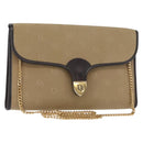 Christian Dior Shoulder Bag Nylon Beige Gold Auth 151871-1