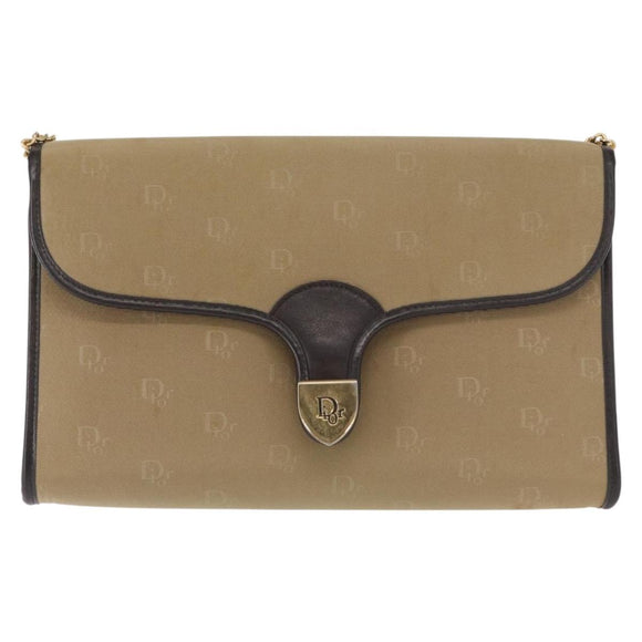 Christian Dior Shoulder Bag Nylon Beige Gold Auth 151871