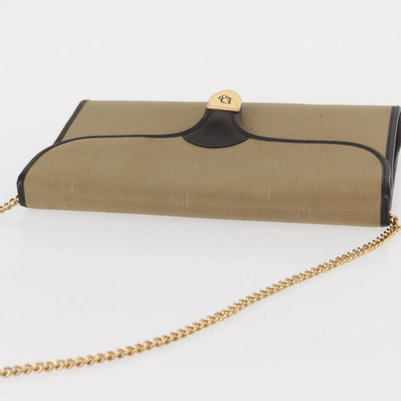 Christian Dior Shoulder Bag Nylon Beige Gold Auth 151871