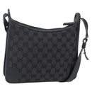 GUCCI GG Canvas Shoulder Bag Black Silver 001 4206 Auth 151872-1