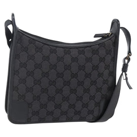 GUCCI GG Canvas Shoulder Bag Black Silver 001 4206 Auth 151872