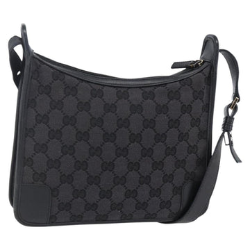 GUCCI GG Canvas Shoulder Bag Black Silver 001 4206 Auth 151872